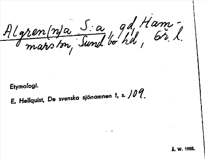 Bild på arkivkortet för arkivposten Algren(n)a, S:a