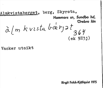 Bild på arkivkortet för arkivposten Almkvistaberget