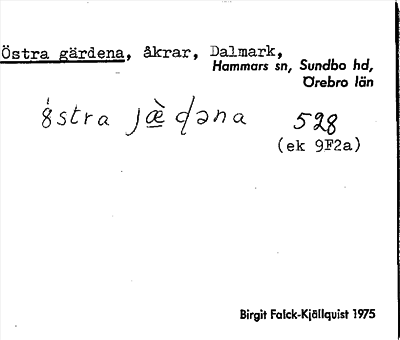 Bild på arkivkortet för arkivposten Östra gärdena