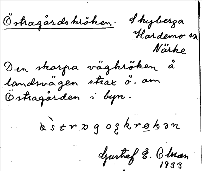 Bild på arkivkortet för arkivposten Östragårdskröken