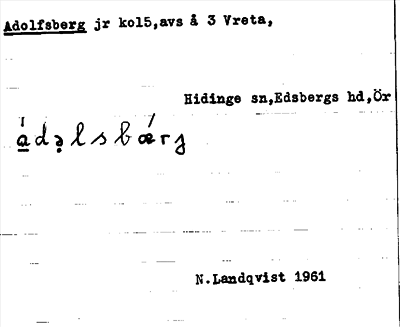 Bild på arkivkortet för arkivposten Adolfsberg