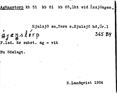 Bild på arkivkortet för arkivposten Agängstorp