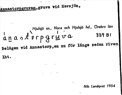 Bild på arkivkortet för arkivposten Annastorpgruvan