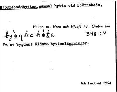 Bild på arkivkortet för arkivposten Björnebodahyttan