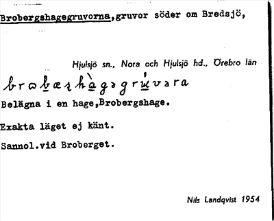 Bild på arkivkortet för arkivposten Brobergshagegruvorna