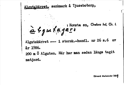 Bild på arkivkortet för arkivposten Algutakärret