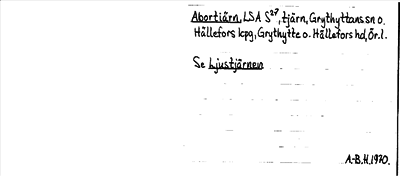 Bild på arkivkortet för arkivposten Abortiärn, se Ljustjärnen