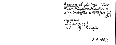 Bild på arkivkortet för arkivposten Agarna