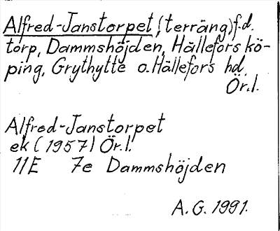 Bild på arkivkortet för arkivposten Alfred-Janstorpet