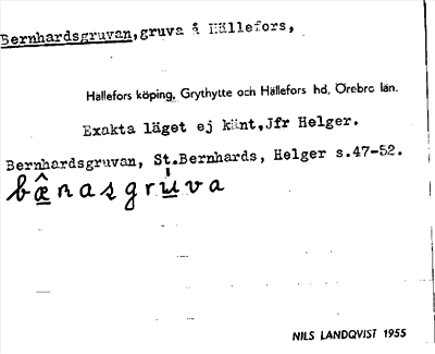 Bild på arkivkortet för arkivposten Bernhardsgruvan