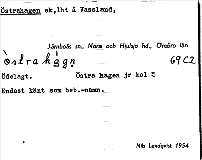 Bild på arkivkortet för arkivposten Östrahagen