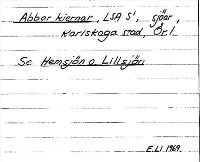 Bild på arkivkortet för arkivposten Abbor kiernar, se Hemsjön o. Lillsjön