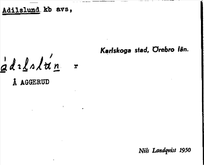 Bild på arkivkortet för arkivposten Adilslund
