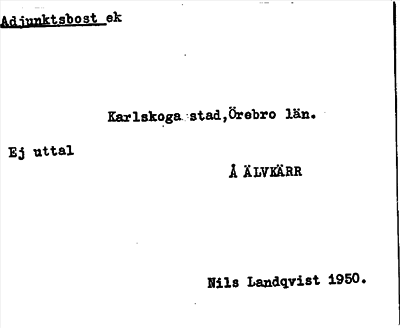 Bild på arkivkortet för arkivposten Adjunktsbost.