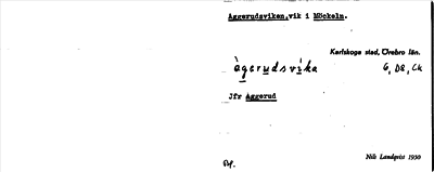 Bild på arkivkortet för arkivposten Aggerudsviken, jfr Aggerud