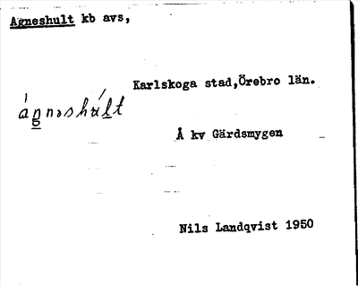 Bild på arkivkortet för arkivposten Agneshult