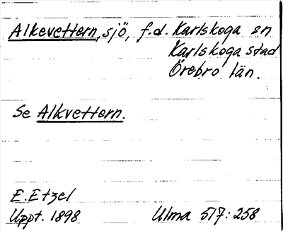 Bild på arkivkortet för arkivposten Alkevettern, se Alkvettern