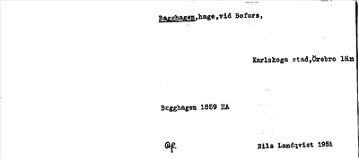 Bild på arkivkortet för arkivposten Bagghagen