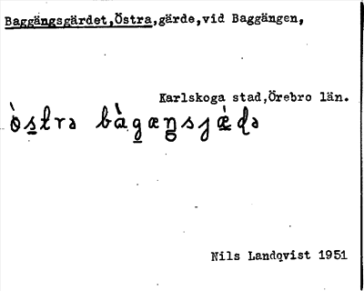 Bild på arkivkortet för arkivposten Baggängsgärdet, Östra