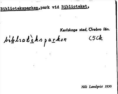 Bild på arkivkortet för arkivposten Biblioteksparken