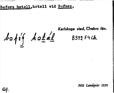 Bild på arkivkortet för arkivposten Bofors hotell