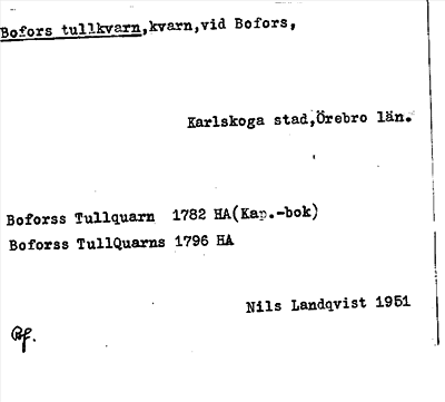 Bild på arkivkortet för arkivposten Bofors tullkvarn