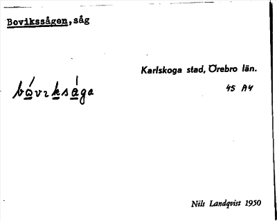 Bild på arkivkortet för arkivposten Bovikssågen