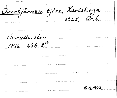 Bild på arkivkortet för arkivposten Övartjärnen