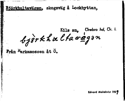 Bild på arkivkortet för arkivposten Björkhultavägen
