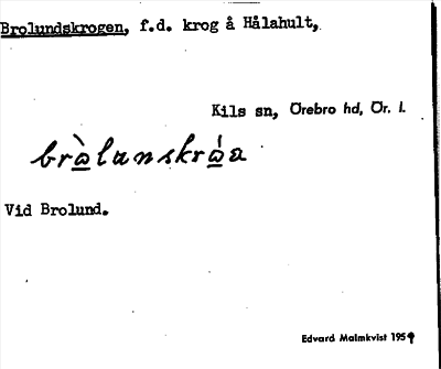 Bild på arkivkortet för arkivposten Brolundskrogen