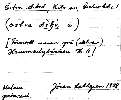 Bild på arkivkortet för arkivposten Östra diket
