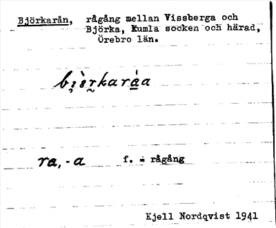 Bild på arkivkortet för arkivposten Björkarån