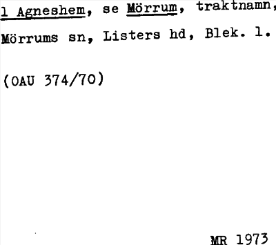 Bild på arkivkortet för arkivposten Agneshem, se Mörrum