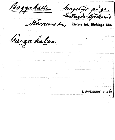 Bild på arkivkortet för arkivposten Baggahallen