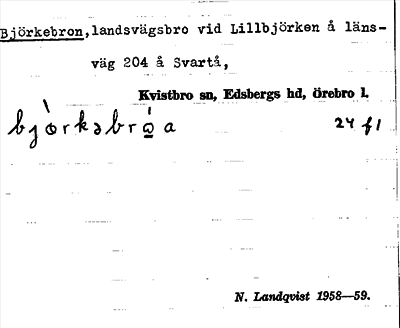 Bild på arkivkortet för arkivposten Björkebron