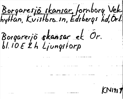 Bild på arkivkortet för arkivposten Borgaresjö skansar
