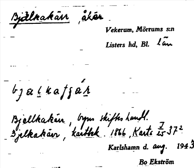 Bild på arkivkortet för arkivposten Bjälkakärr