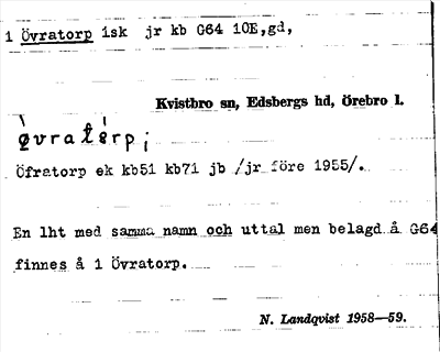 Bild på arkivkortet för arkivposten Övratorp