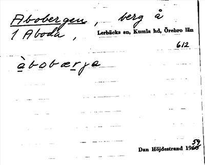Bild på arkivkortet för arkivposten Abobergen