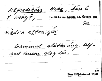 Bild på arkivkortet för arkivposten Alfredskärr, Nedre