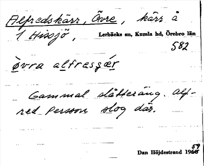 Bild på arkivkortet för arkivposten Alfredskärr, Övre