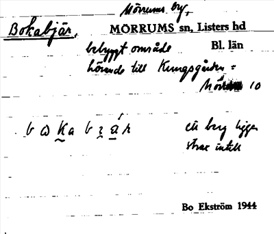 Bild på arkivkortet för arkivposten Bokabjär