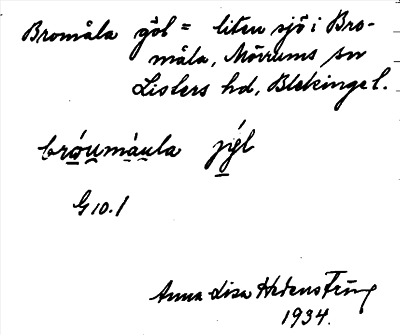 Bild på arkivkortet för arkivposten Bromåla göl