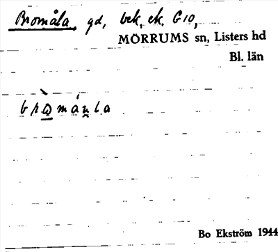 Bild på arkivkortet för arkivposten Bromåla