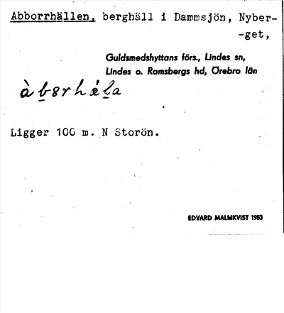 Bild på arkivkortet för arkivposten Abborrhällen