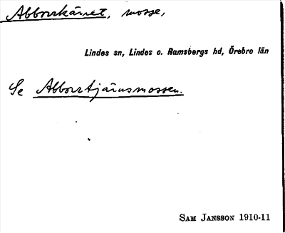 Bild på arkivkortet för arkivposten Abborrkärret, se Abborrtjärnsmossen