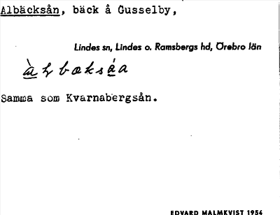 Bild på arkivkortet för arkivposten Albäcksån