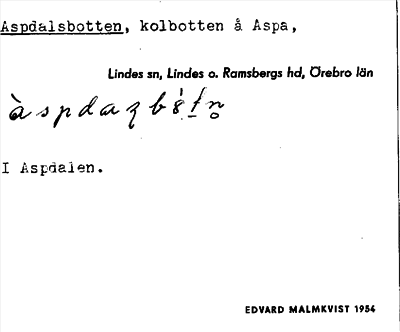 Bild på arkivkortet för arkivposten Aspdalsbotten