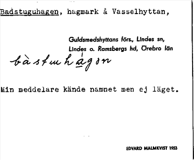 Bild på arkivkortet för arkivposten Badstuguhagen
