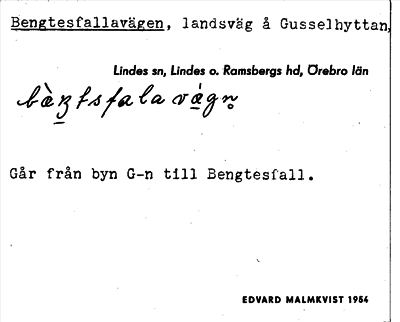 Bild på arkivkortet för arkivposten Bengtesfallavägen